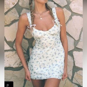 Princess Polly Cream and Blue Floral Mini Dress